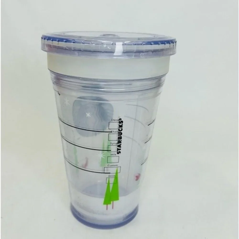 BUNDLE SET OF 2 Starbucks 2011 Holiday Tumbler 16oz Snow Scene